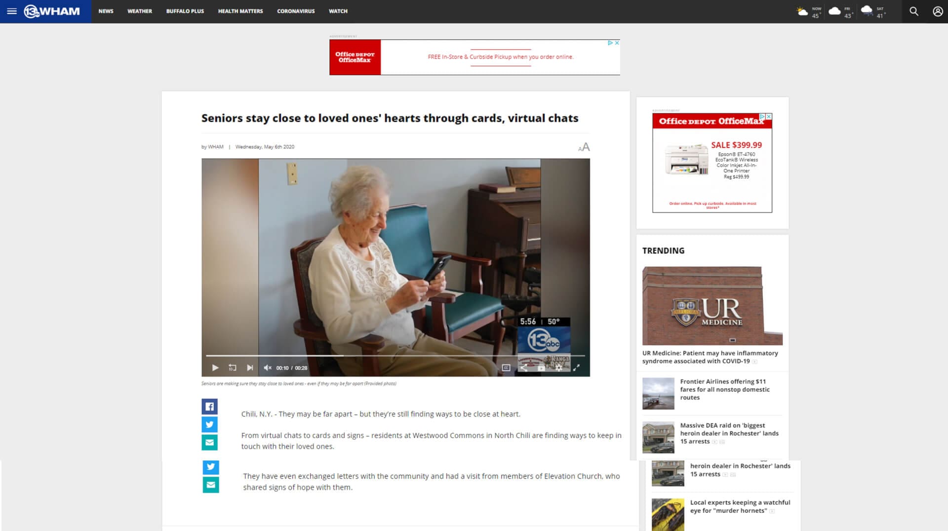 13 WHAM Seniors Stay Close To Loved Ones' Hearts Through Cards, Virtual Chats