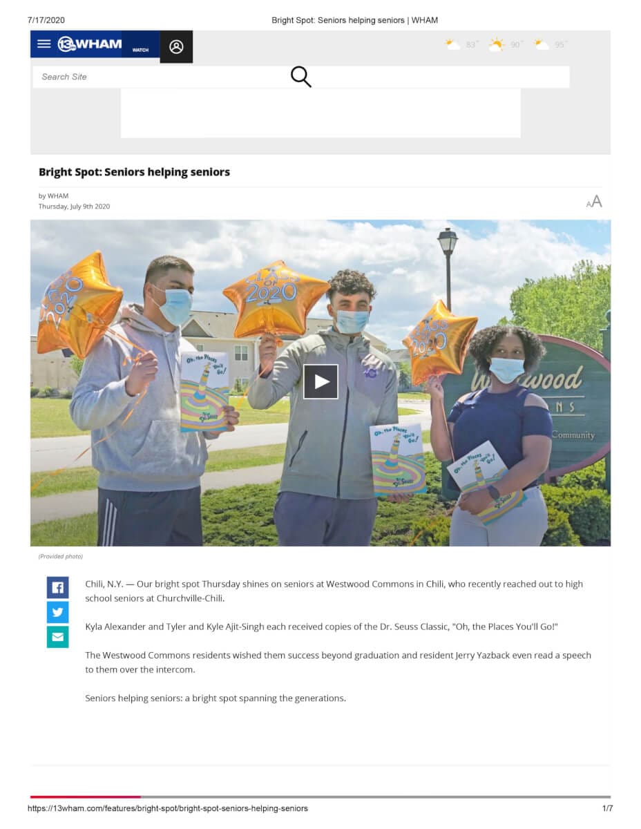 Bright Spot Seniors Helping Seniors WHAM