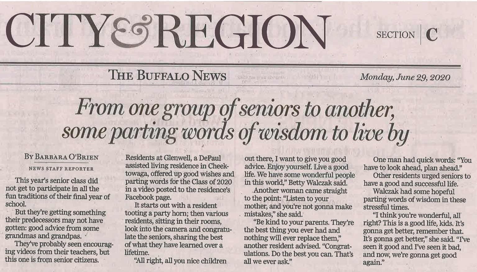 Seniors to Seniors Parting Words of Wisdom (Glenwell) (The Buffalo