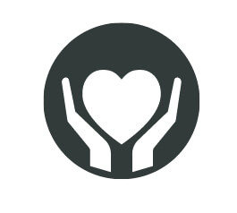 hand heart in circle icon