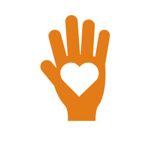 Hand with heart in center