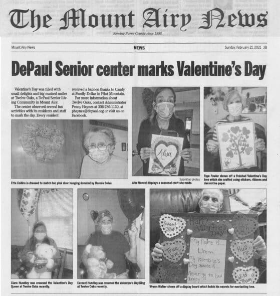 Twelve Oaks Celebrates Valentine’s Day (The Mount Airy News February