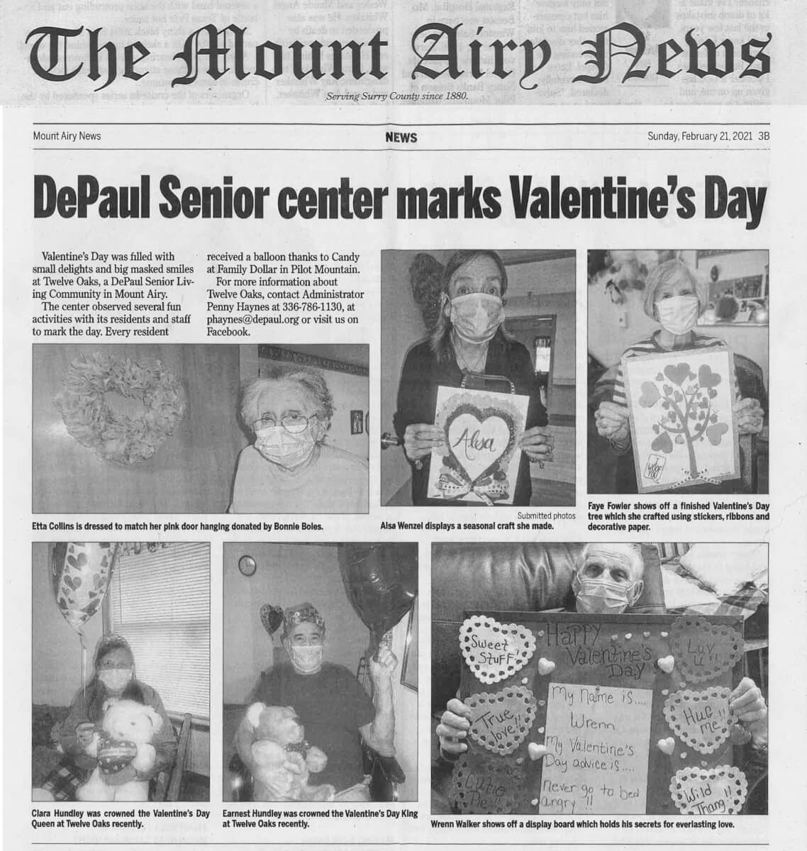 Twelve Oaks Valentine's Day Feb 21 2021 Mount Airy News