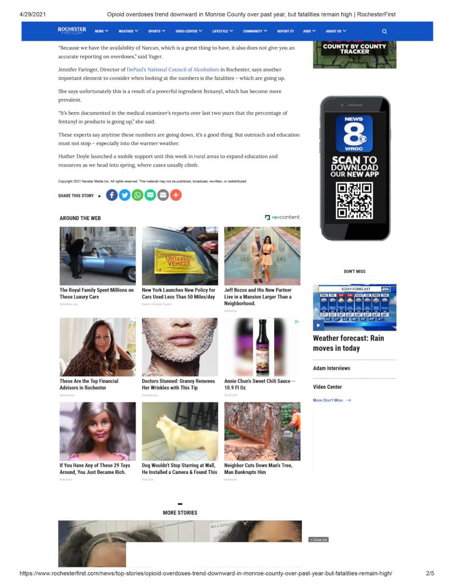 Opioid Overdoses Trend Downward In Monroe County Over Past Year, But Fatalities Remain High RochesterFirst 2