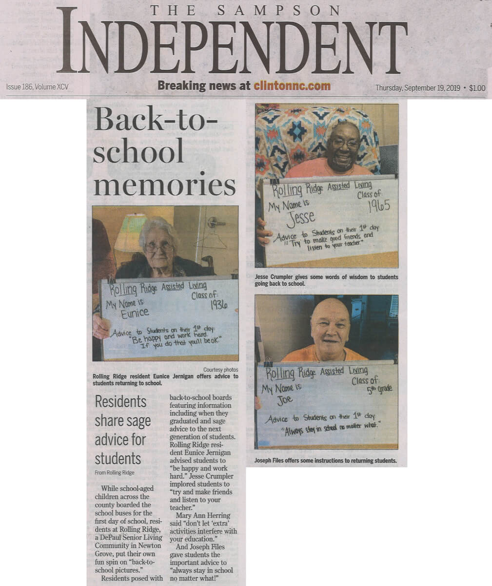 Rolling Ridge Back To School, 9.19.19 Sampson Independent (cropped)