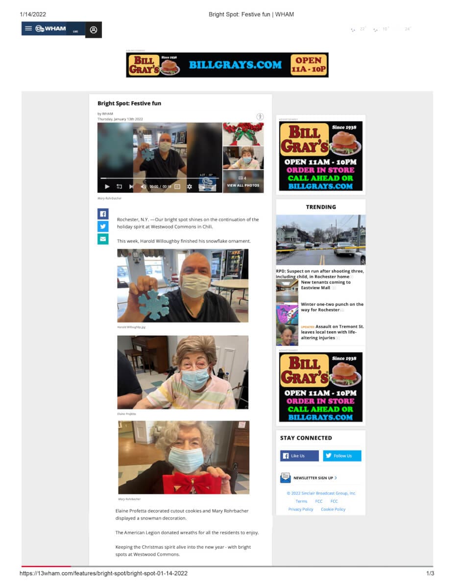 Bright Spot Festive Fun At Westwood Commons 13 WHAM January 13 2022