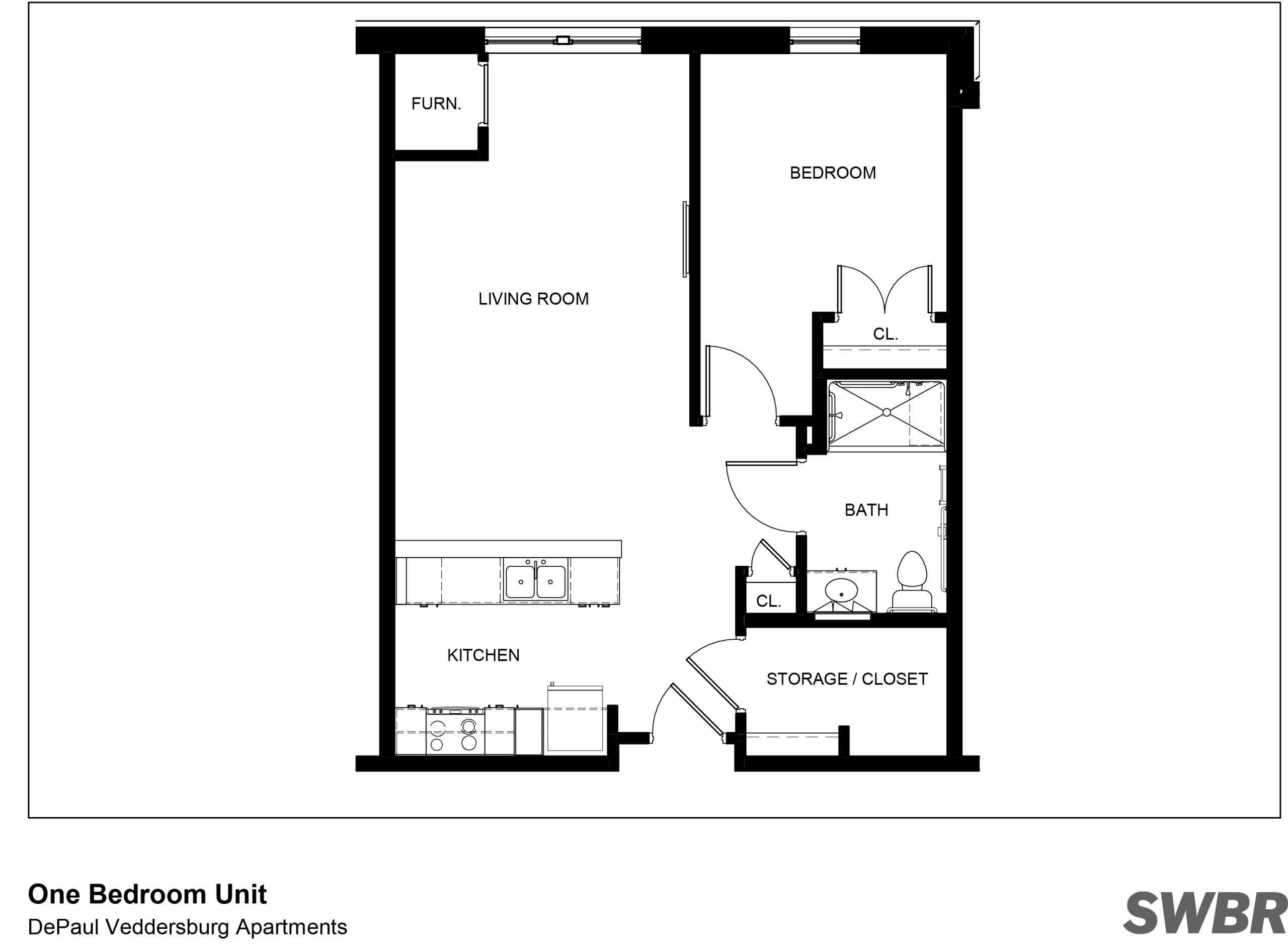 Veddersburg Apartments One Bedroom Floor Plan