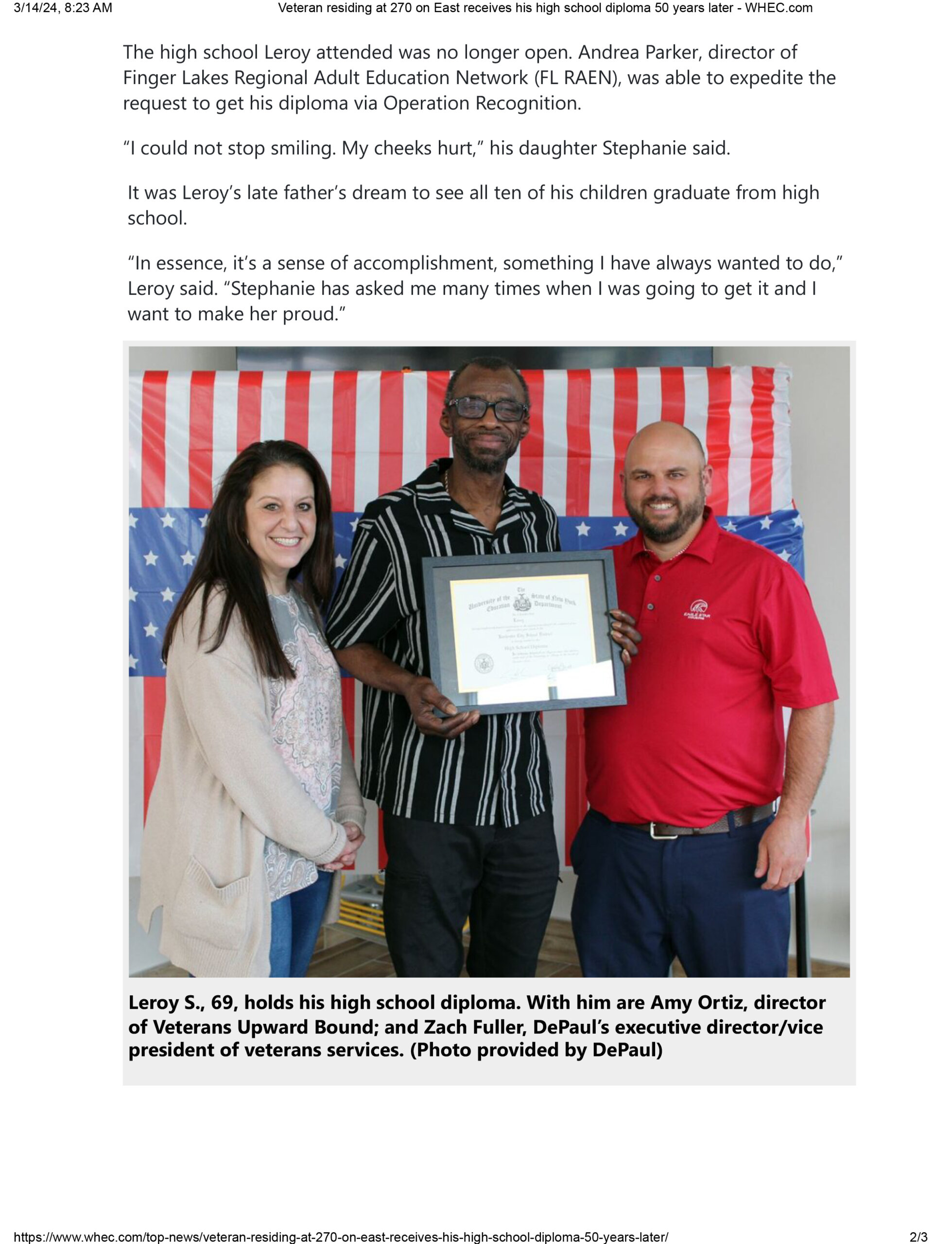 Veteran Residing At 270 On East Receives His High School Diploma 50 Years Later WHEC.com 2