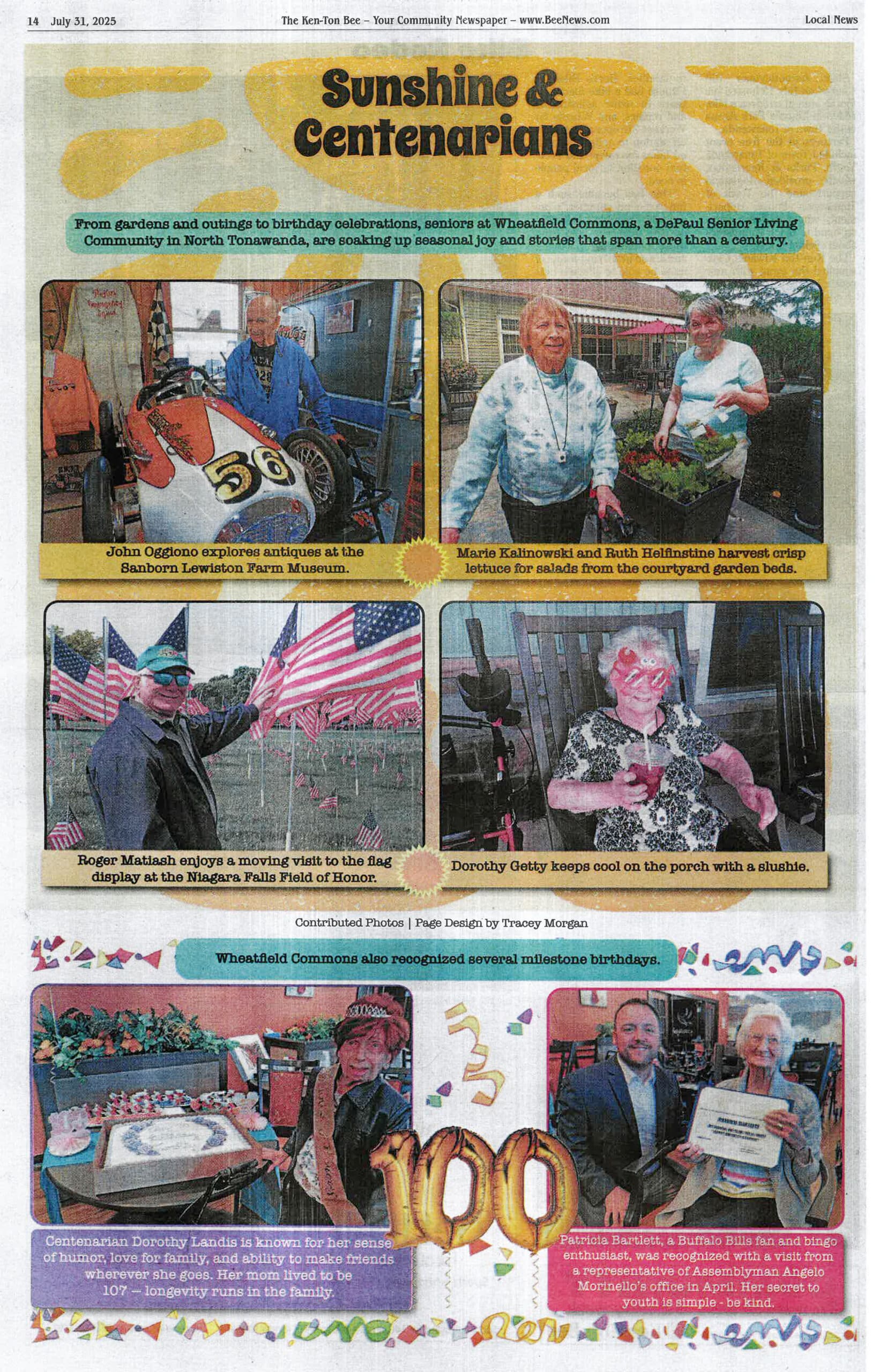 Wheatfield Commons Ken-Ton Bee Sunshine and Centenarians July 31 2025