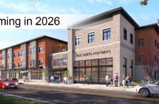 Rendering of a building and blue sky. Text banner says Coming in 2026.