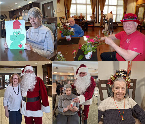 Photo collage featuring people participating in holiday-themed activities.